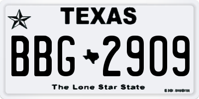 TX license plate BBG2909