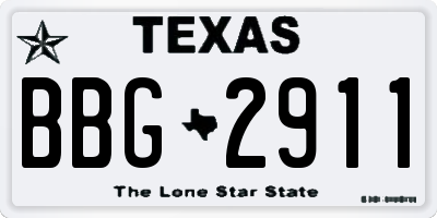 TX license plate BBG2911