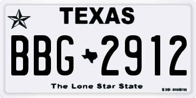 TX license plate BBG2912