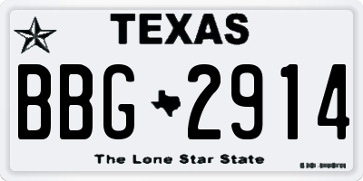 TX license plate BBG2914