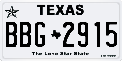 TX license plate BBG2915