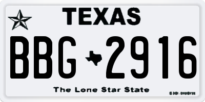 TX license plate BBG2916