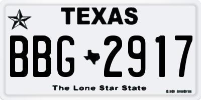 TX license plate BBG2917