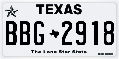 TX license plate BBG2918