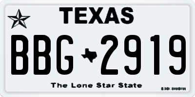 TX license plate BBG2919