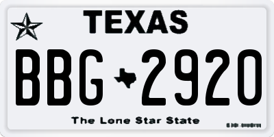 TX license plate BBG2920