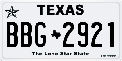 TX license plate BBG2921