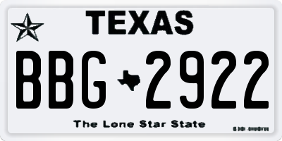 TX license plate BBG2922