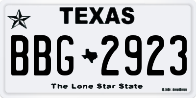 TX license plate BBG2923