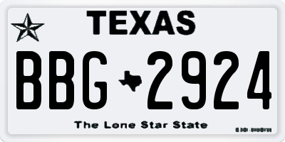 TX license plate BBG2924