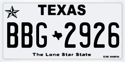 TX license plate BBG2926