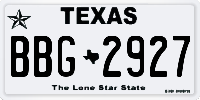 TX license plate BBG2927