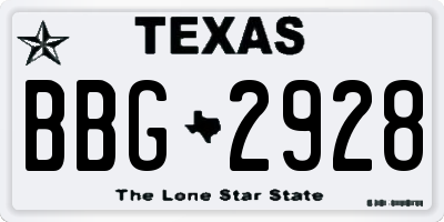 TX license plate BBG2928