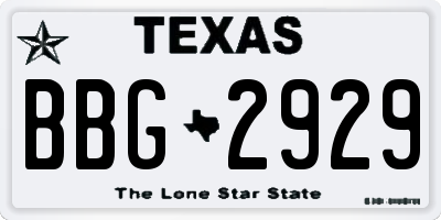 TX license plate BBG2929