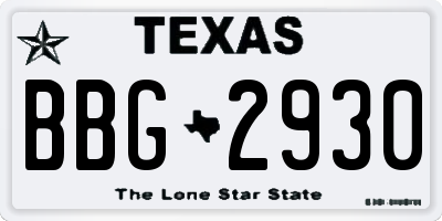 TX license plate BBG2930