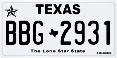 TX license plate BBG2931