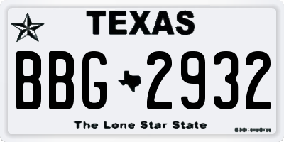 TX license plate BBG2932