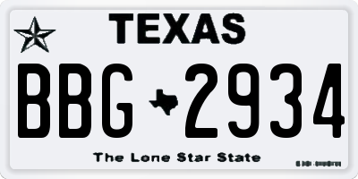 TX license plate BBG2934