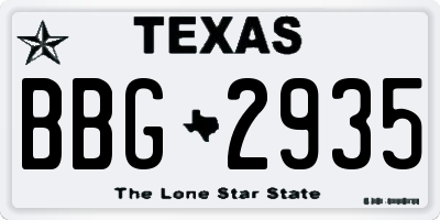 TX license plate BBG2935