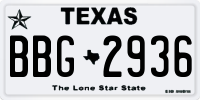 TX license plate BBG2936