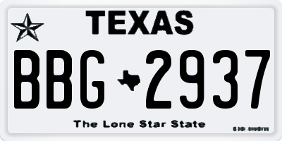 TX license plate BBG2937