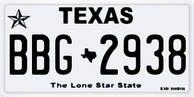 TX license plate BBG2938