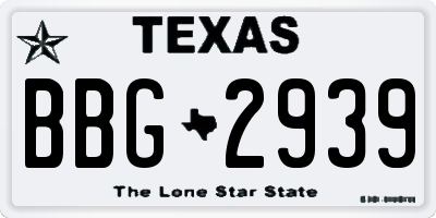 TX license plate BBG2939