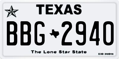 TX license plate BBG2940