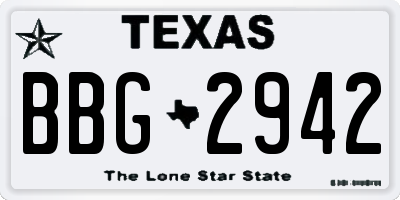 TX license plate BBG2942