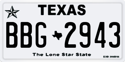 TX license plate BBG2943