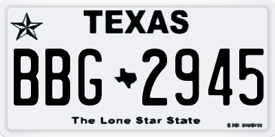 TX license plate BBG2945