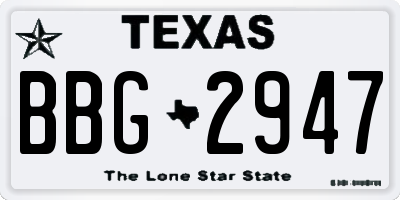 TX license plate BBG2947