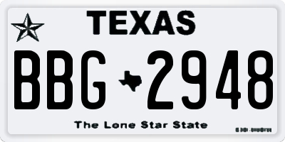 TX license plate BBG2948