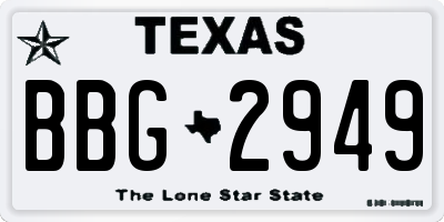 TX license plate BBG2949