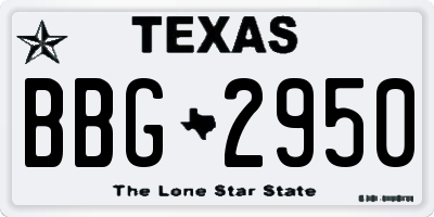 TX license plate BBG2950