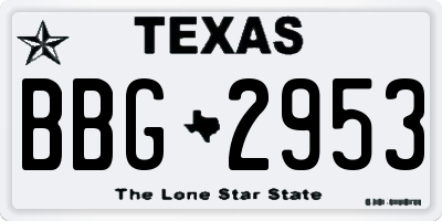 TX license plate BBG2953