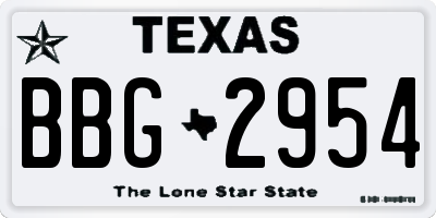 TX license plate BBG2954