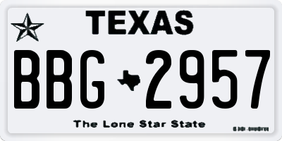 TX license plate BBG2957