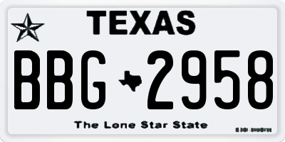 TX license plate BBG2958