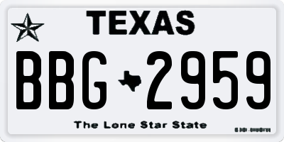 TX license plate BBG2959