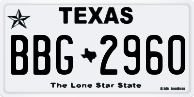 TX license plate BBG2960