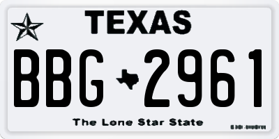 TX license plate BBG2961