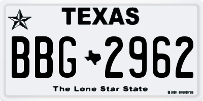 TX license plate BBG2962