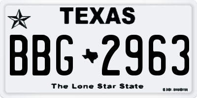 TX license plate BBG2963