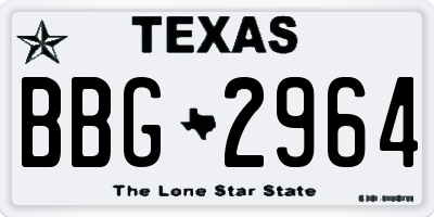 TX license plate BBG2964