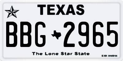 TX license plate BBG2965