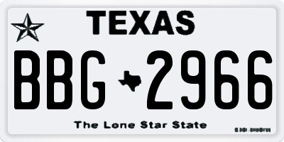 TX license plate BBG2966