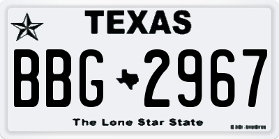 TX license plate BBG2967