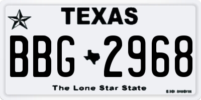 TX license plate BBG2968