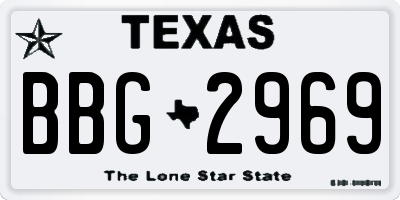 TX license plate BBG2969